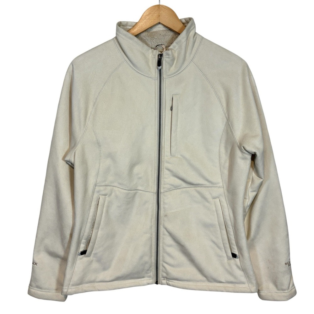 North Face‎ Apex Softshell Jacket Ivory Fleece Lined Women's L Y2K 2007 Gorpcore